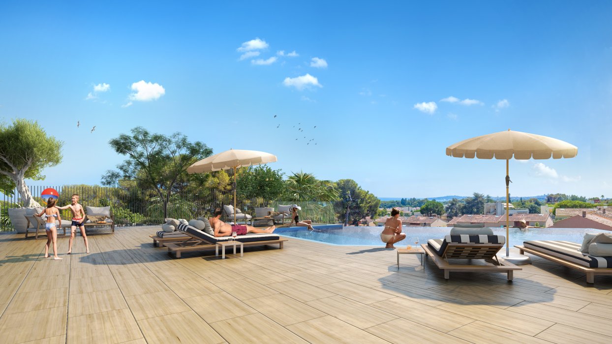 Perspective piscine_CALYPSEA_LD3D investissement immobilier Marseille